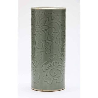 Chinese Tall Celadon Glaze Brush Pot