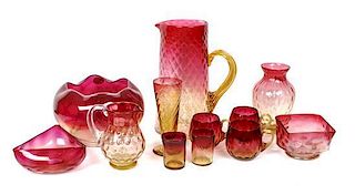 A Collection of Victorian Glass Articles, Height of tallest 9 3/8 inches.