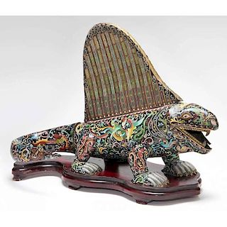 Imposing Chinese Cloisonne Reptile