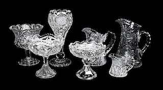 A Collection of Seven American Brilliant Cut Glass Articles, Height of tallest 12 inches.
