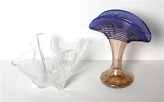 Two Steuben Glass Articles, Height of taller 7 5/8 inches.