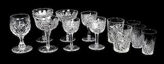 An Assembled Collection of American Brilliant Cut Glass Stemware, Height of tallest 5 5/8 inches.