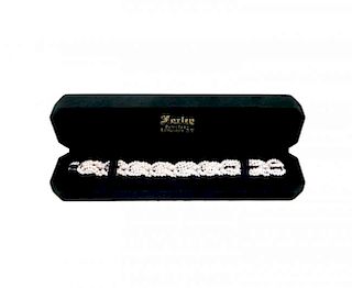 Estate Platinum 8.50TWC Diamond Cultured Pearl Bracelet