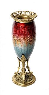 A French Enameled Glass Vase, Height 7 7/8 inches.