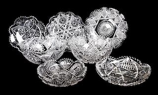 A Collection of Eight American Brilliant Cut Glass Articles, Width of widest 10 1/8 inches.