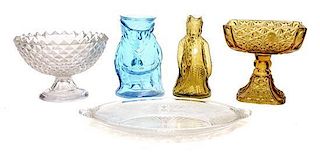 Five Victorian Glass Articles, Width of widest 12 inches.