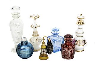 A Group of Seven Scent Bottles, Height of first 8 1/4 inches.