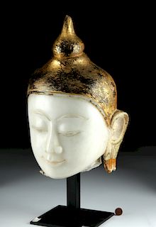 19th C. Burmese Gilt Marble Head of Buddha