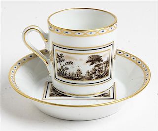 * A Richard Ginori Porcelain Cup and Saucer Diameter of saucer 4 1/8 inches.