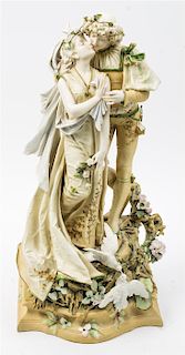 * A Teplitz Bisque Porcelain Figural Group Height 21 1/2 inches.