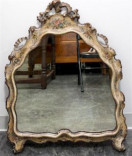 * A Venetian Style Painted Mirror Height 33 x width 25 1/2 inches.