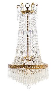 * A French Glass Chandelier Height 27 inches.