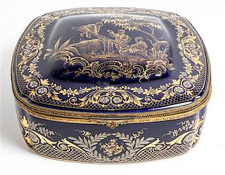 A Sevres Style Porcelain Box Width 8 1/2 inches.