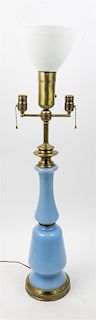 An Opaline Glass Table Lamp Height overall 40 inches.