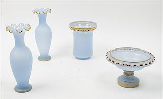 Four Opaline Glass Table Articles Height of tallest 10 1/8 inches.