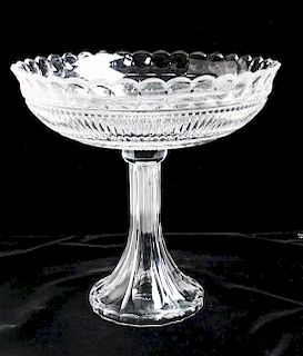 A Large Cut Glass Compote Height 12 1/2 inches.