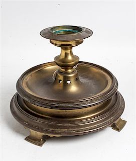 A Brass Candlestick Height 23 1/2 inches.