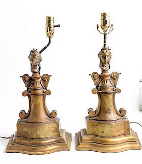A Pair of Continental Figural Lamps Height overall 19 1/2 inches.
