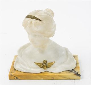 An Italian Gilt Metal Mounted Bust Width 6 3/4 inches.