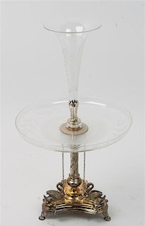 An English Silver-Plate and Etched Glass Epergne, James Deakin & Sons Height 19 3/4 inches.