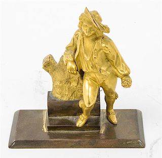 A Continental Gilt Brass Figure Height 4 1/2 inches.