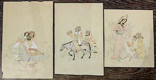 A Group of Persian Paintings on Paper various sizes.