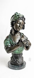 A Continental Patinated Bronze Figure Height 21 inches.