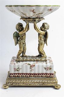 A Porcelain and Gilt-Metal Mounted Centerpiece Height 13 inches.