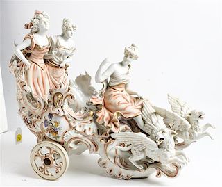 A Sitzendorf Porcelain Figural Group Height 15 1/2 x width 19 inches.