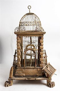 * A Victorian Style Painted Birdcage Height 28 inches.