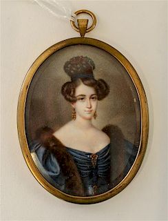 * A Continental Portrait Miniature, Jeremias Alexander Fiorino Framed 3 1/2 x 2 3/4 inches.