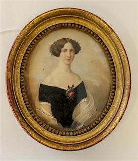 * An English Portrait Miniature Framed 5 1/4 x 4 1/2 inches.