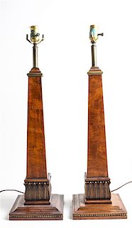 A Pair of Table Lamps Height overall 27 inches.