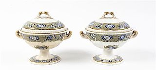 * A Pair of Spode Ironstone Sauce Tureens Height 6 1/2 inches.