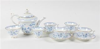 * A Worcester Porcelain Tea Service Height of teapot 7 inches.