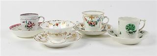 * A Collection of Teacups and Saucers Height of largest 2 1/2 x diameter 3 inches.