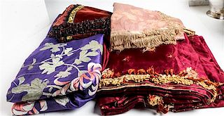 * Four Embroidered Silk Articles Various sizes.