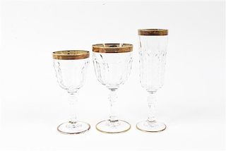 * A Collection of Gilt and Etched Stemware Height of tallest 5 3/4 inches.