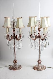 A Pair of Modern Lamps Height overall 32 1/2 inches.