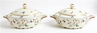 A Pair of Rosenthal Covered Porcelain Casseroles Width 11 inches
