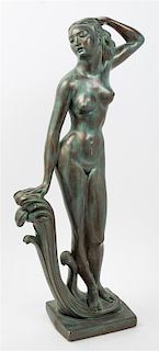 A Tall Art Deco Figure of a Water Nymph Height 31 inches