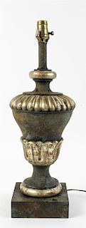 * A Painted and Silvered Wood Finial height overall 22 3/4 inches.