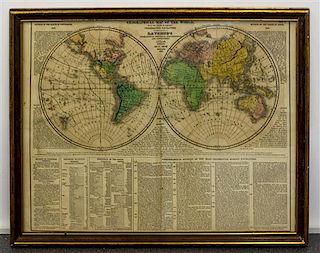A Geographical Map of the World 18 3/4 x 23 1/4 inches.