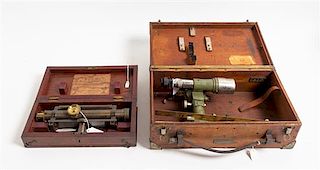 A Group of Six Surveyor's Instruments Length of longest scope 12 3/4 inches.