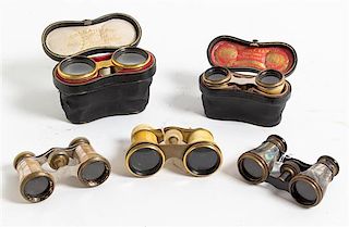 A Collection of Opera Glasses Width of widest 4 1/2 inches.