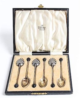 A Set of Six Demitasse Spoons, in Presentation Box Length of spoon 3 1/2 inches