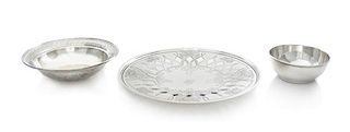 A Group of Three American Silver Table Articles, , comprising two bowls and a footed tray.