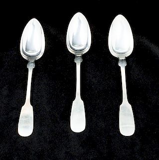 Three American Coin Silver Stuffing Spoons, O. Kasten, 19TH CENTURY,