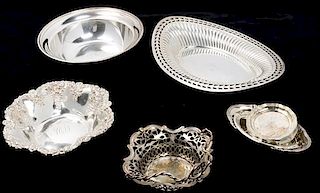 * A Group of American Silver Bowls and Small Articles, various makers, 20th century, comprising 3 sterling bowls, 2 nut dishes m