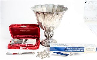 A Group of Silver and Silver-Plate Table Articles, various makers, comprising a Tiffany & Co. silver handled cheese knife and se